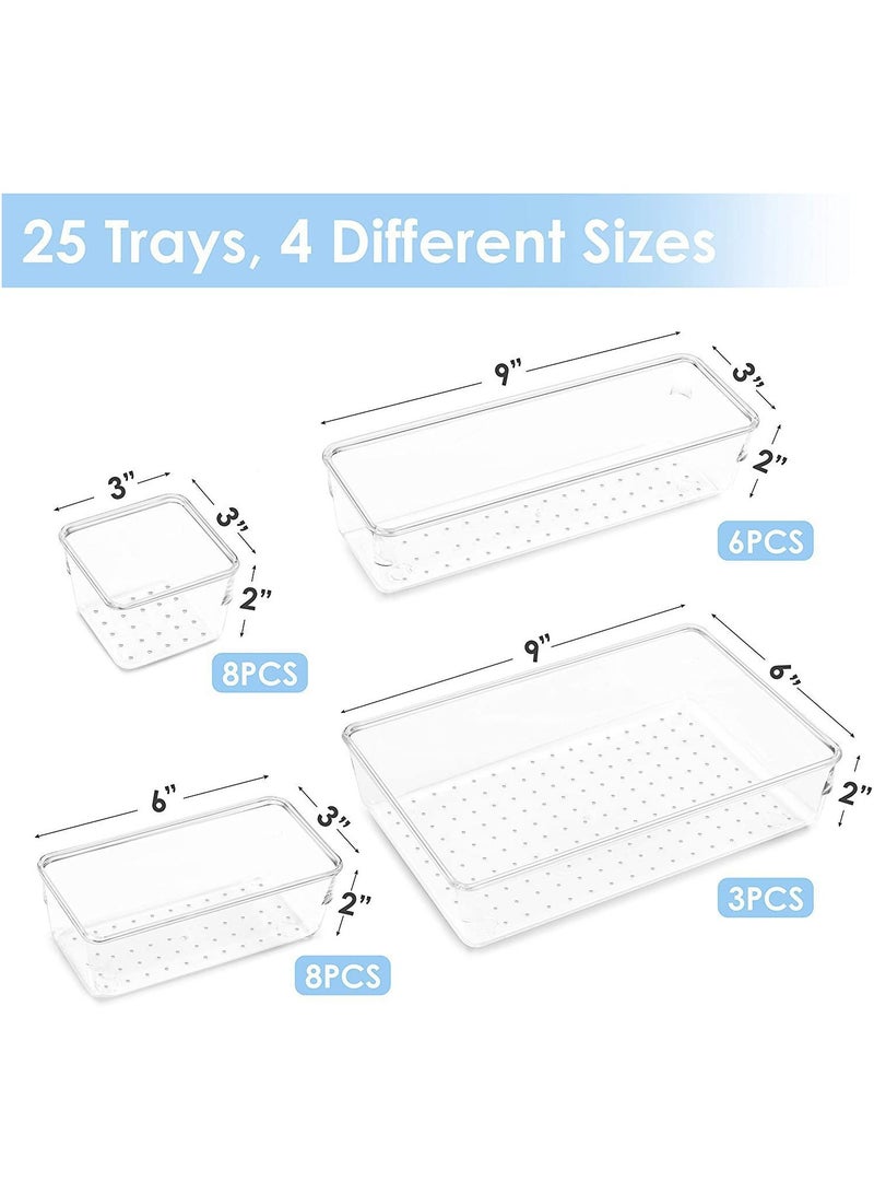 25 pcs Transparent Drawer Organizer Stationery Sundry Cosmetics Divider