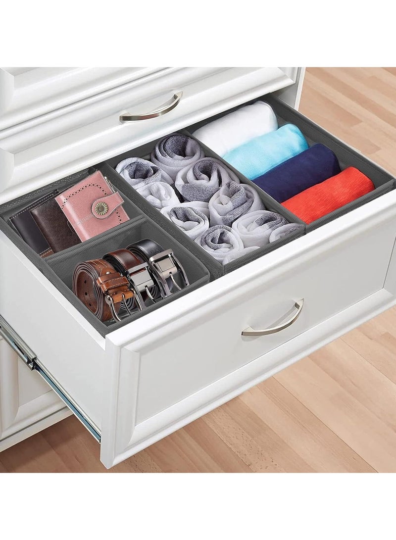 Drawer Organizer Clothes, 6 Pack Underwear Drawer Organizer, Foldable Closet Organizers, Storage Dresser Drawer Dividers, Cloth Drawer Storage Organizer Boxes, for Clothes, Scarves (Grey)