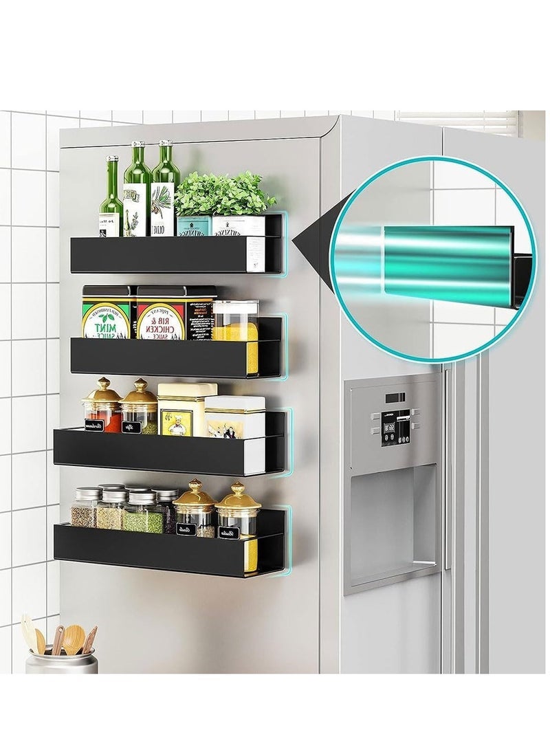 4 Pack Kitchen Refrigerator Side Shelf Moveable Fridge Magnetic Spice Racks Punch Free Storage Rack