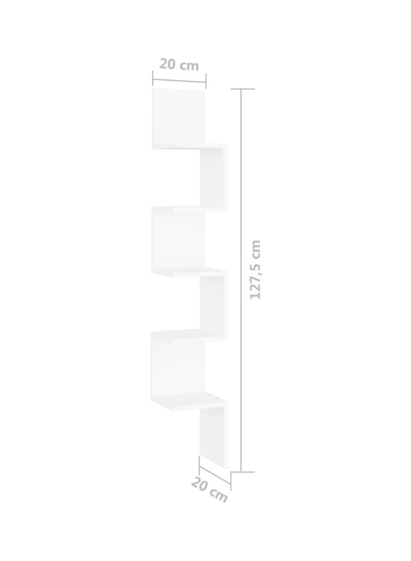 Wall Corner Shelf White 20x20x127.5 cm Engineered Wood
