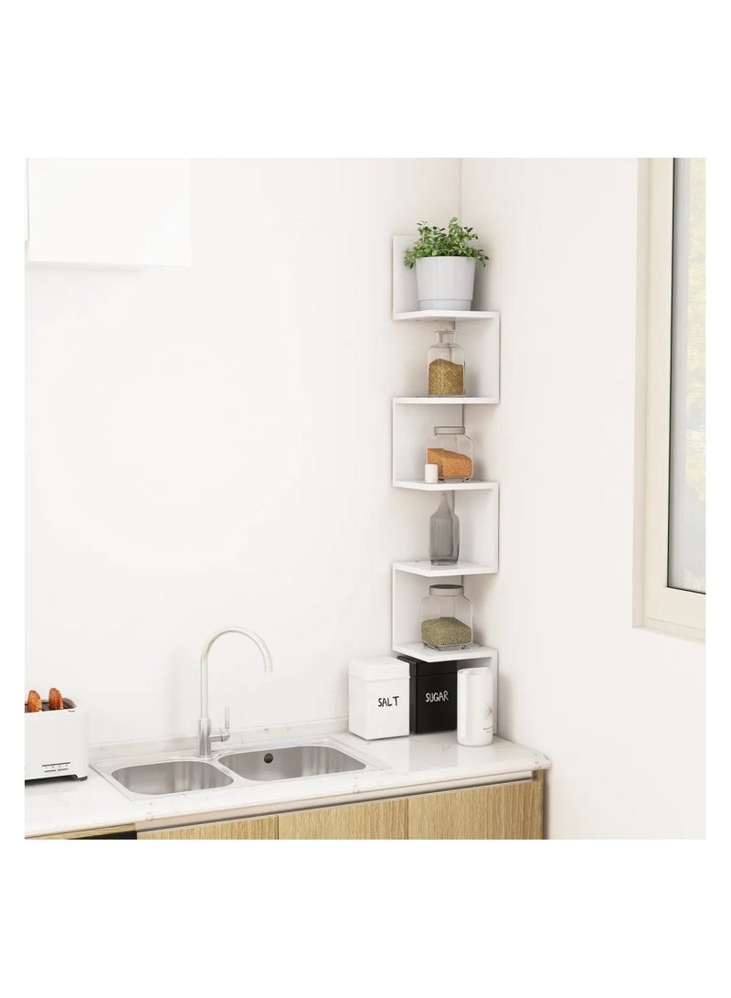 Wall Corner Shelf White 20x20x127.5 cm Engineered Wood