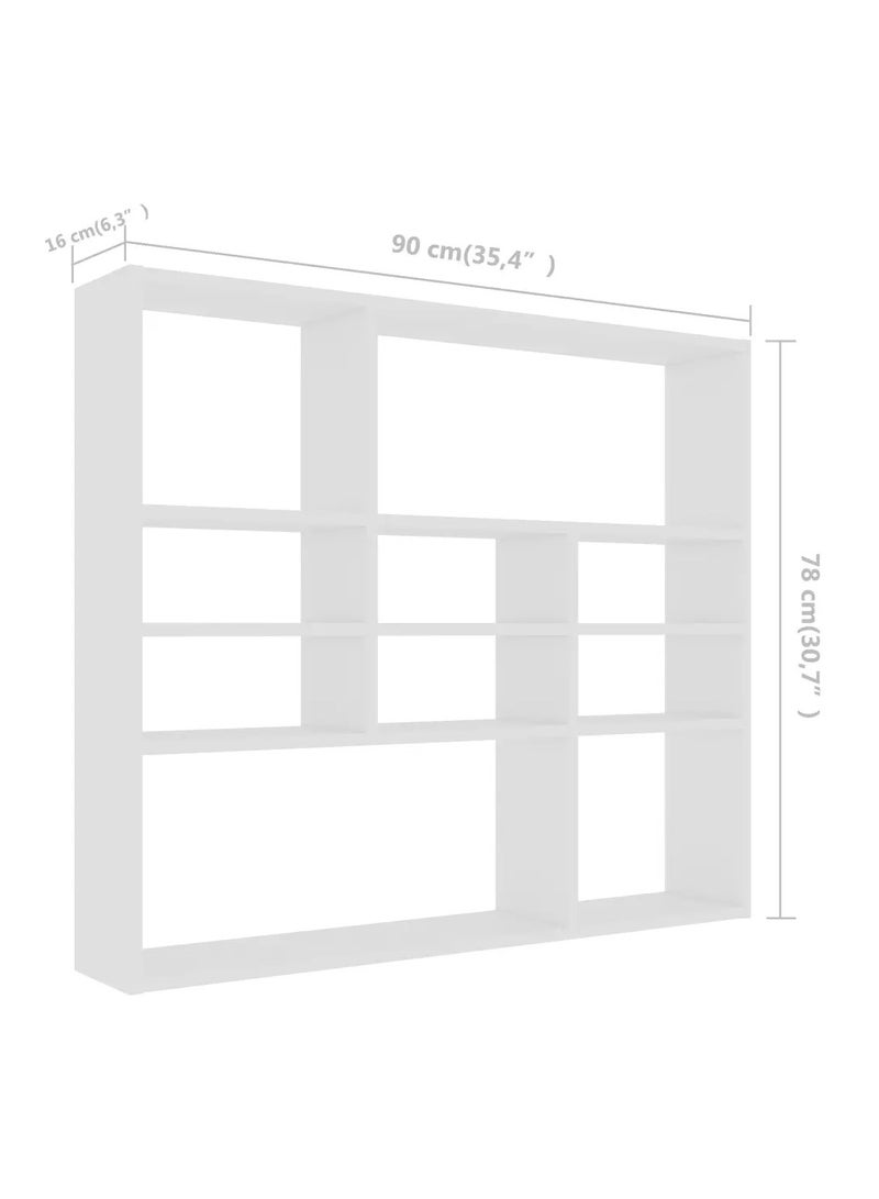 Wall Shelf White 90x16x78 cm Engineered Wood