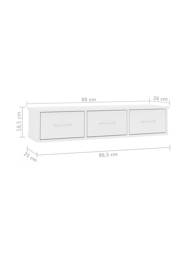 Wall-mounted Drawer Shelf White 88x26x18.5 cm Engineered Wood