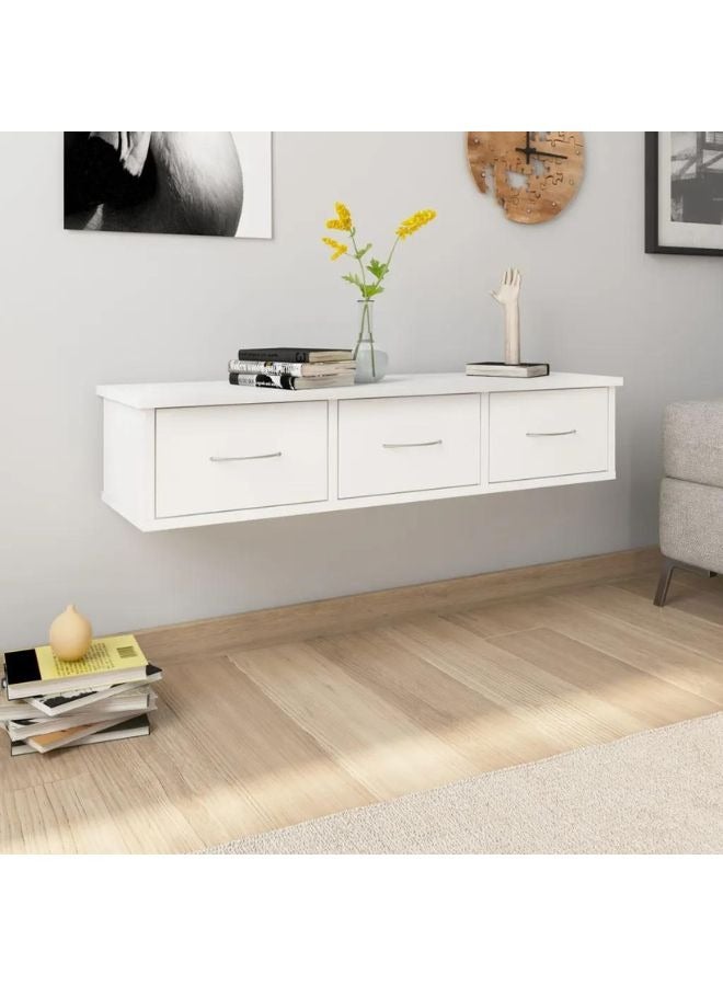 Wall-mounted Drawer Shelf White 88x26x18.5 cm Engineered Wood