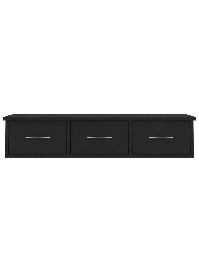 Wall-mounted Drawer Shelf Black 88x26x18.5 cm Engineered Wood