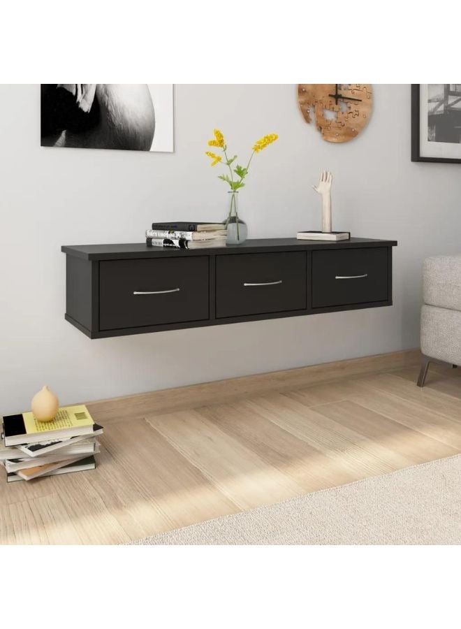 Wall-mounted Drawer Shelf Black 88x26x18.5 cm Engineered Wood