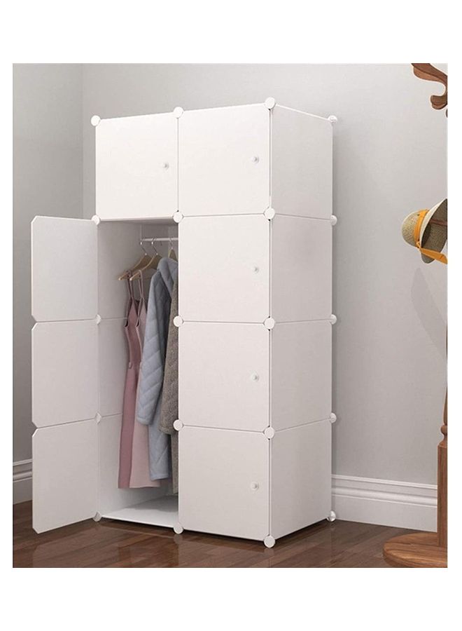 Portable Wardrobe Plastic Small Combination Storage Cabinet White