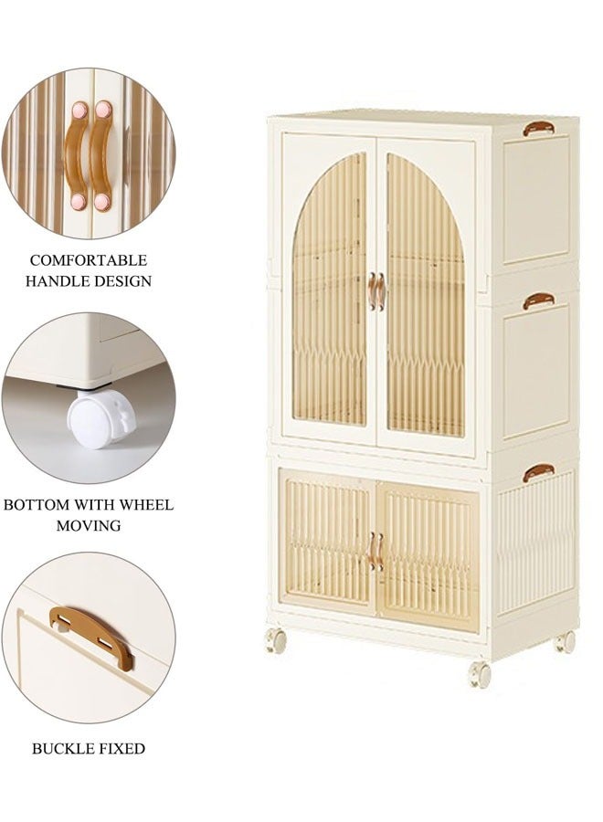 2 Layers Stylish Multi-Functional Storage Cabinet & Children's Wardrobe include 10 piece Cloth Hanger