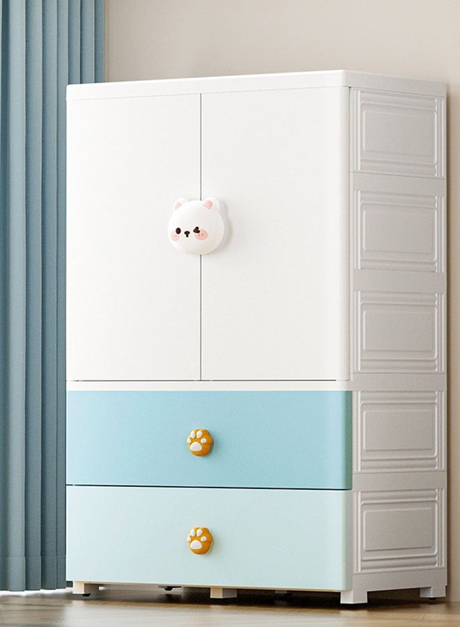 3 Layers Stylish Multi-Functional Storage Cabinet & Children's Wardrobe Blue Rabbit Design