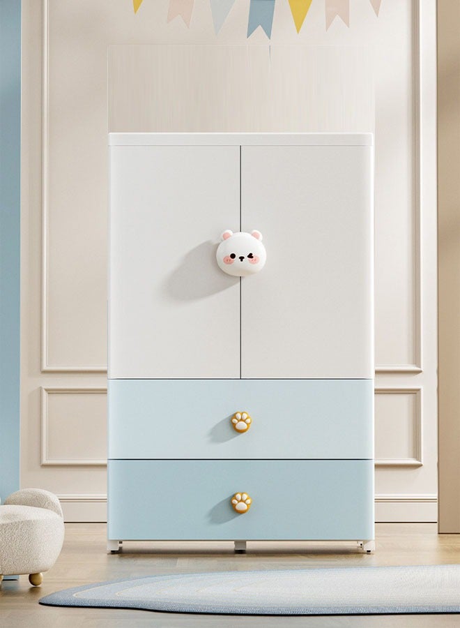 3 Layers Stylish Multi-Functional Storage Cabinet & Children's Wardrobe Blue Rabbit Design