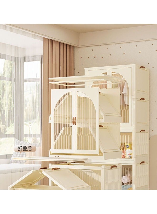 3 Layers Stylish Multi-Functional Storage Cabinet & Children's Wardrobe include 10 piece Cloth Hanger