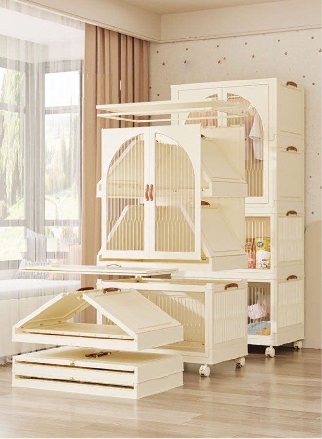 3 Layers Stylish Multi-Functional Storage Cabinet & Children's Wardrobe include 10 piece Cloth Hanger