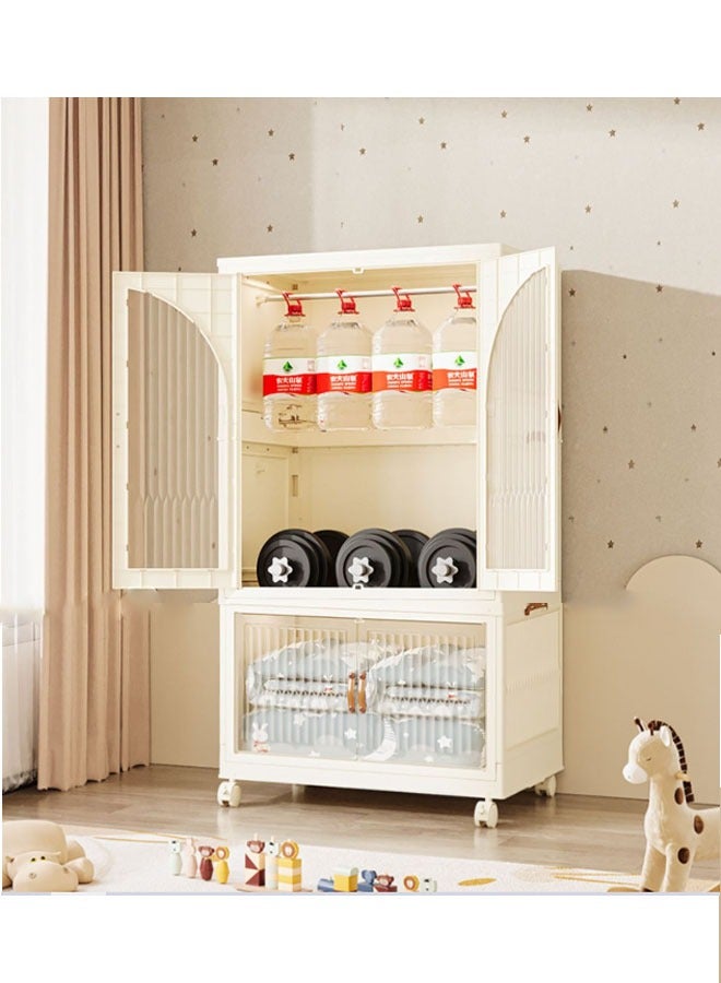 2 Layers Stylish Multi-Functional Storage Cabinet & Children's Wardrobe include 10 piece Cloth Hanger