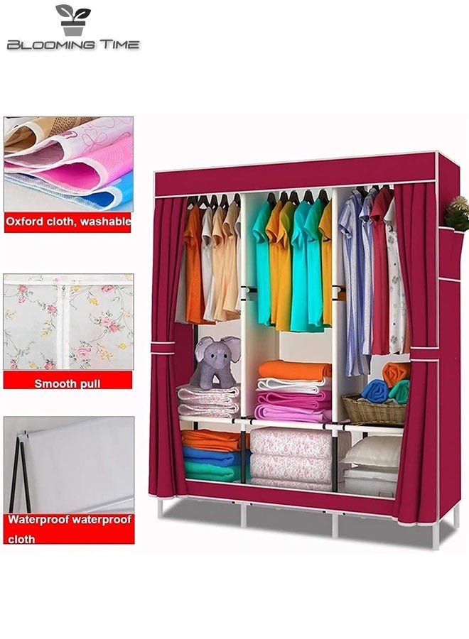 Simple Non-Woven Wardrobe, Simple Installation, Partition Storage, Maroon