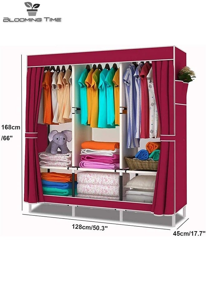 Simple Non-Woven Wardrobe, Simple Installation, Partition Storage, Maroon