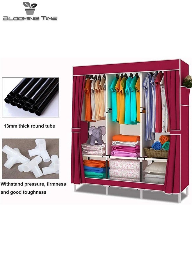 Simple Non-Woven Wardrobe, Simple Installation, Partition Storage, Maroon