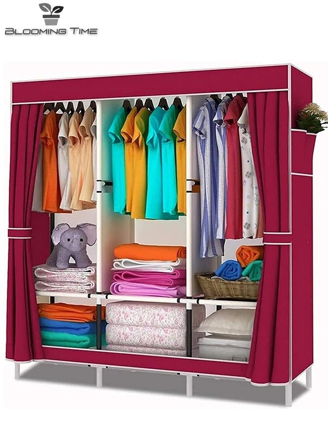 Simple Non-Woven Wardrobe, Simple Installation, Partition Storage, Maroon