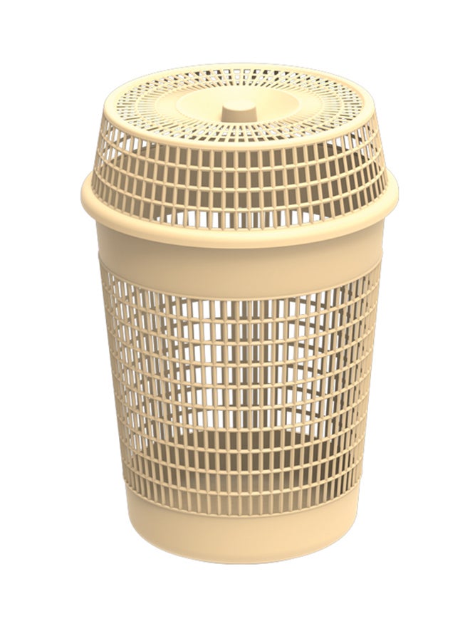 Tall Plastic Laundry Basket With Lid Ivory 65Liters