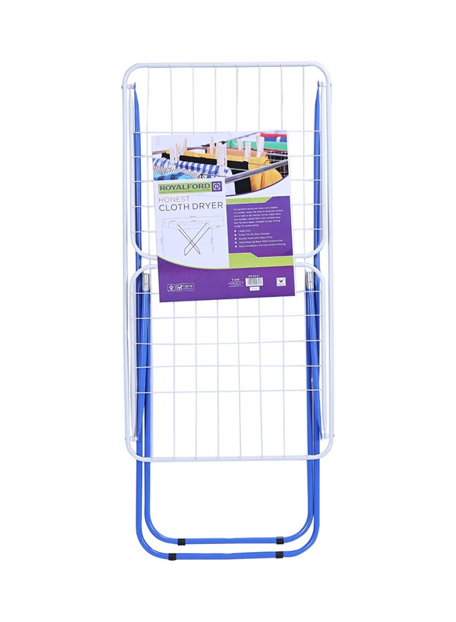 Versatile Multipurpose Adjustable Foldable Large Cloth Airer White Line/ Blue Boarder 180x55x105cm