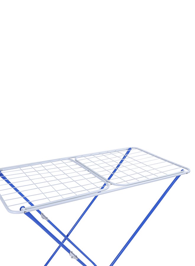 Versatile Multipurpose Adjustable Foldable Large Cloth Airer White Line/ Blue Boarder 180x55x105cm