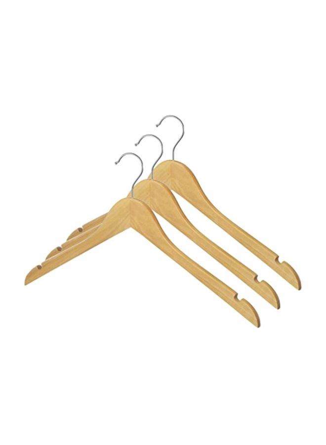 Set Of 3 Wooden Hanger Beige 5x17.63x9.25inch