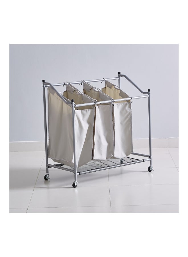 Anita Rolling Laundry Hamper Grey/Beige 431cm