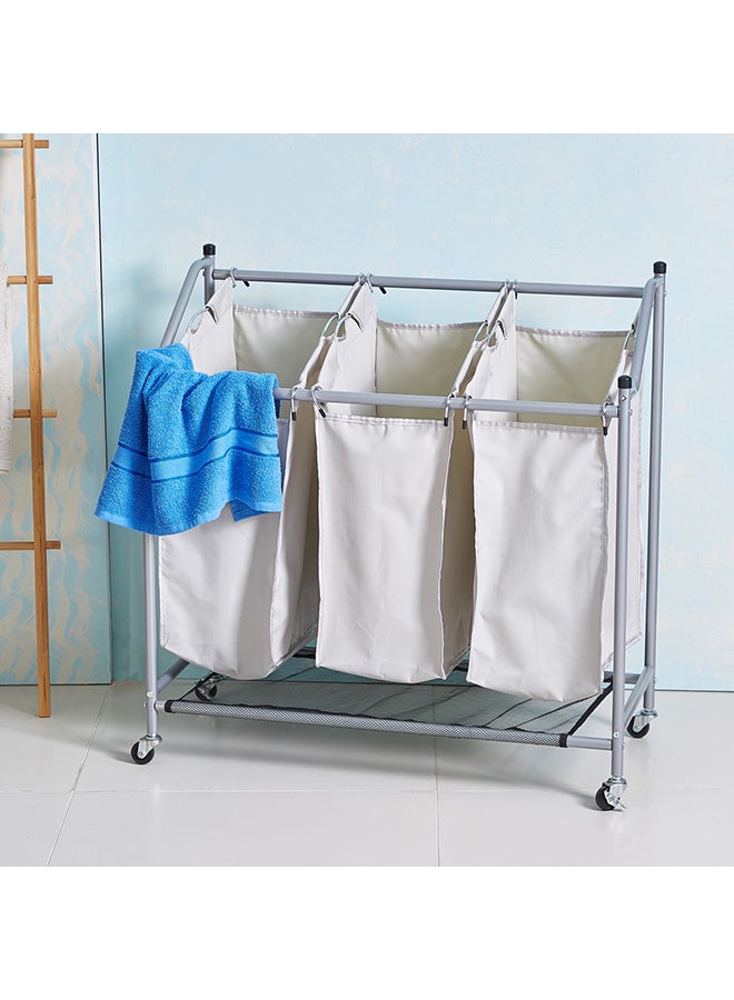 Anita Rolling Laundry Hamper Grey/Beige 431cm