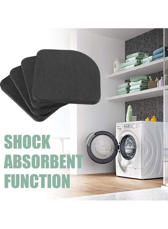 4-Piece Washing Machine Shock Proof Anti Vibration Pad Black