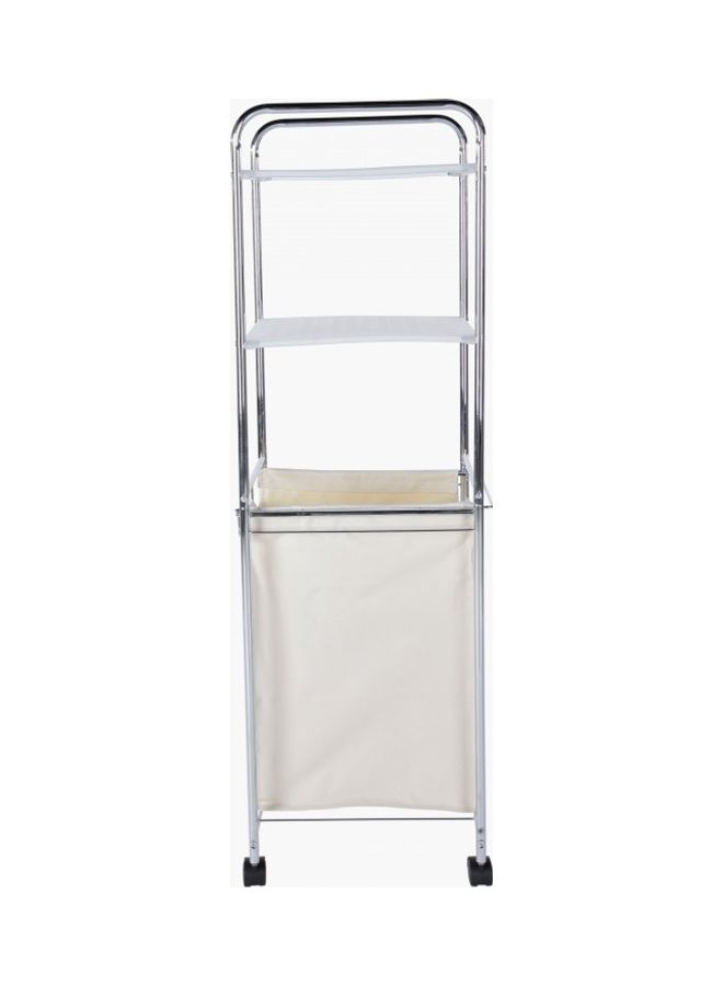 Laundry Hamper With 2 Shelves Silver 127cm