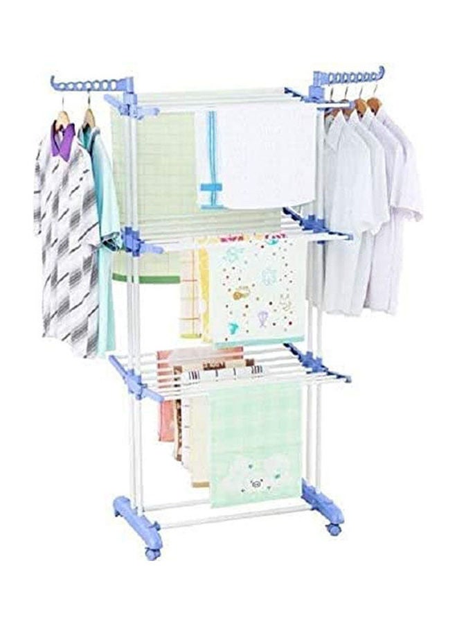 3 Layer Drying Rack Cloth Stand Silver-Blue