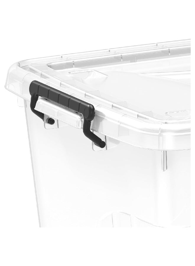 82L Clear Plastic Storage Box With Wheels & Lockable Lid (Off White) 68 x 49 x 41cm Off White 68 x 49 x 41cm