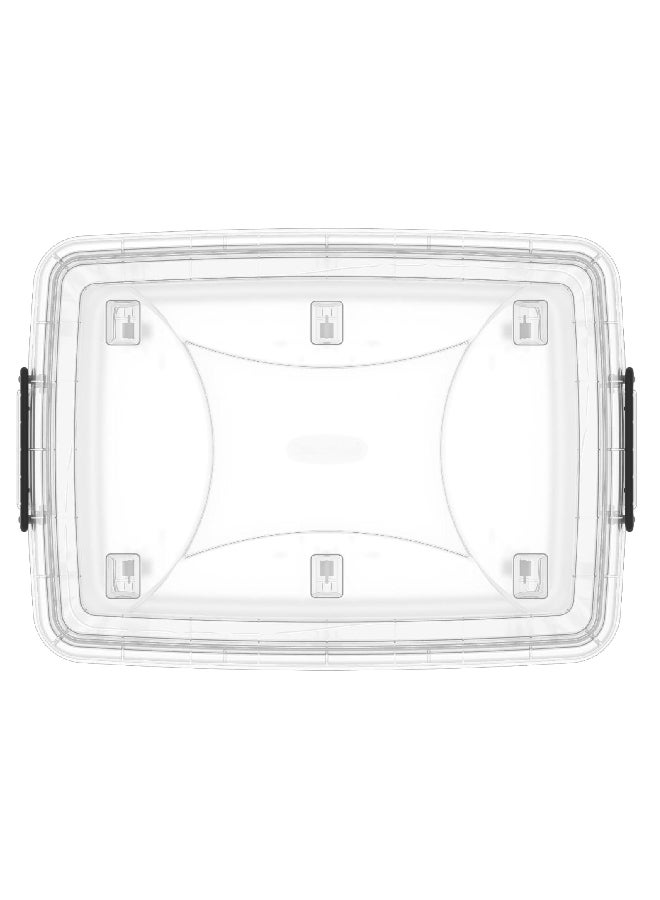 82L Clear Plastic Storage Box With Wheels & Lockable Lid (Off White) 68 x 49 x 41cm Off White 68 x 49 x 41cm