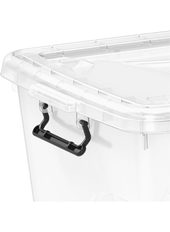 82L Clear Plastic Storage Box With Wheels & Lockable Lid (Off White) 68 x 49 x 41cm Off White 68 x 49 x 41cm