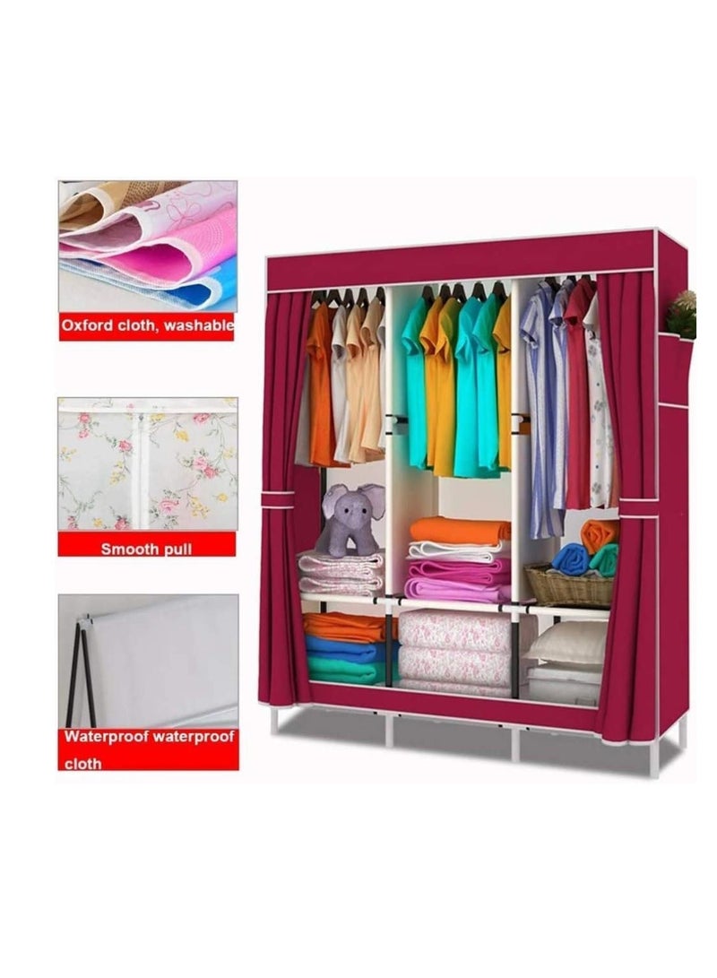 Non Woven Fabric Cloth Cabinet Storage Organizer With Cover Maroon