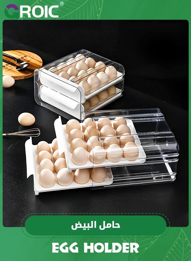 Egg Holder, Egg Container for Refrigerator, Plastic Egg Storage Container Organizer Bin, Egg Fresh Storage Box ,Refrigerator Storage Box(2 Layer)