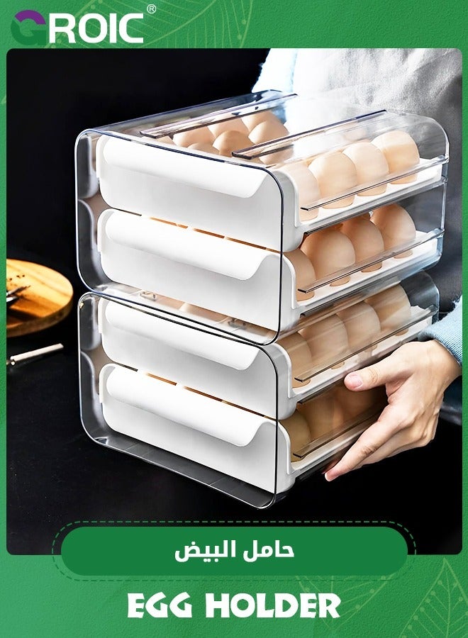 Egg Holder, Egg Container for Refrigerator, Plastic Egg Storage Container Organizer Bin, Egg Fresh Storage Box ,Refrigerator Storage Box(2 Layer)