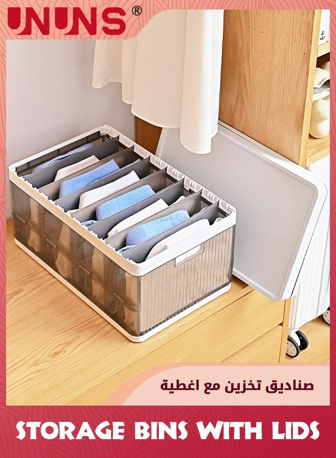 Storage Bins With Lids,Foldable Stackable Storage Boxes For Closet,Closet Organizers And Storage,Cubby Storage Containers For Organizing