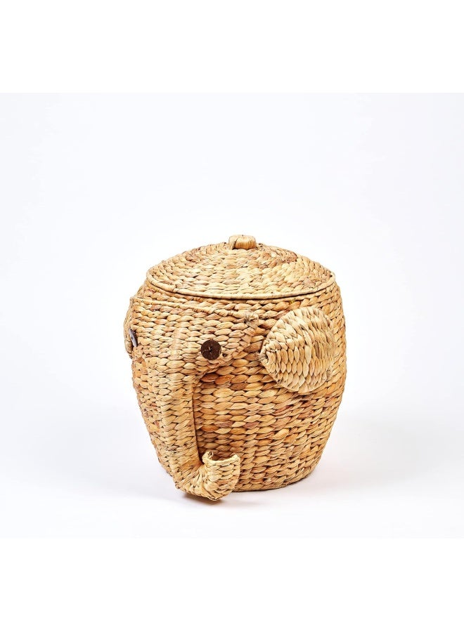 Homesmiths Elephant Shape Water Hyacinth Storage Basket Dia-40 x H40 cm