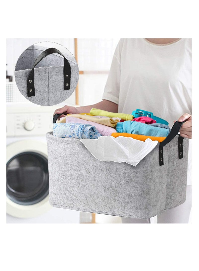 Large Felt Storage Basket, Open Fabric Bins Foldable Organizer Box, with Handles for Closet, Clothing, Toys, Books, Office Products