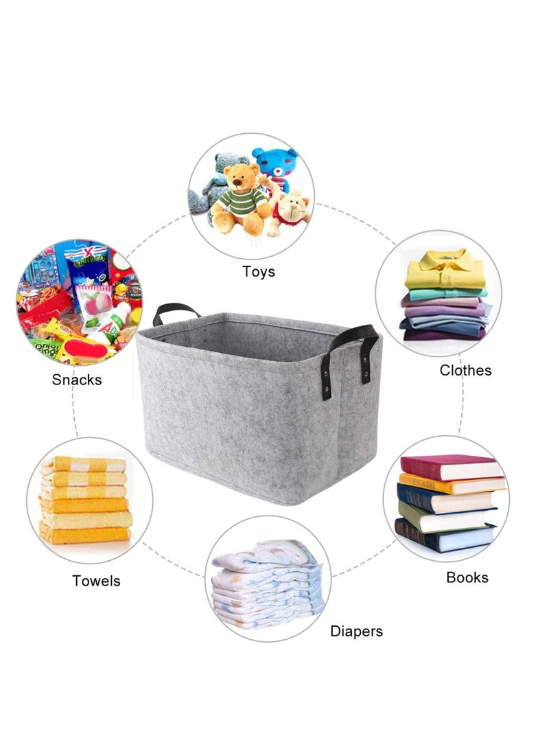 Large Felt Storage Basket, Open Fabric Bins Foldable Organizer Box, with Handles for Closet, Clothing, Toys, Books, Office Products