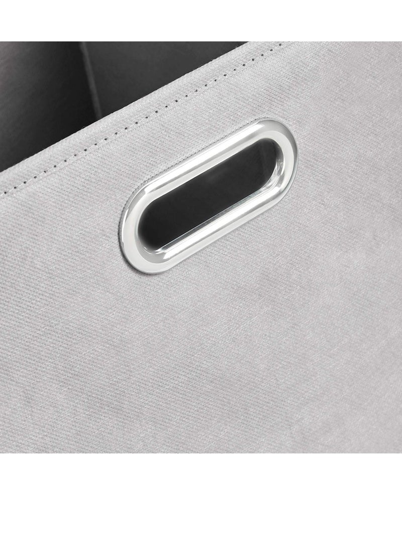 Collapsible Fabric Storage Cubes with Oval Grommets 6-Pack Light GreyC