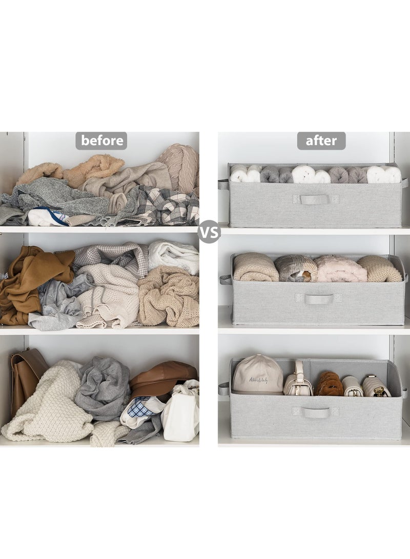 Closet Storage Bins, Trapezoid Storage Box with Handles, Foldable Organizer Bins and Baskets for Clothes, Polyester Canvas Bins, Jumbo (19.75