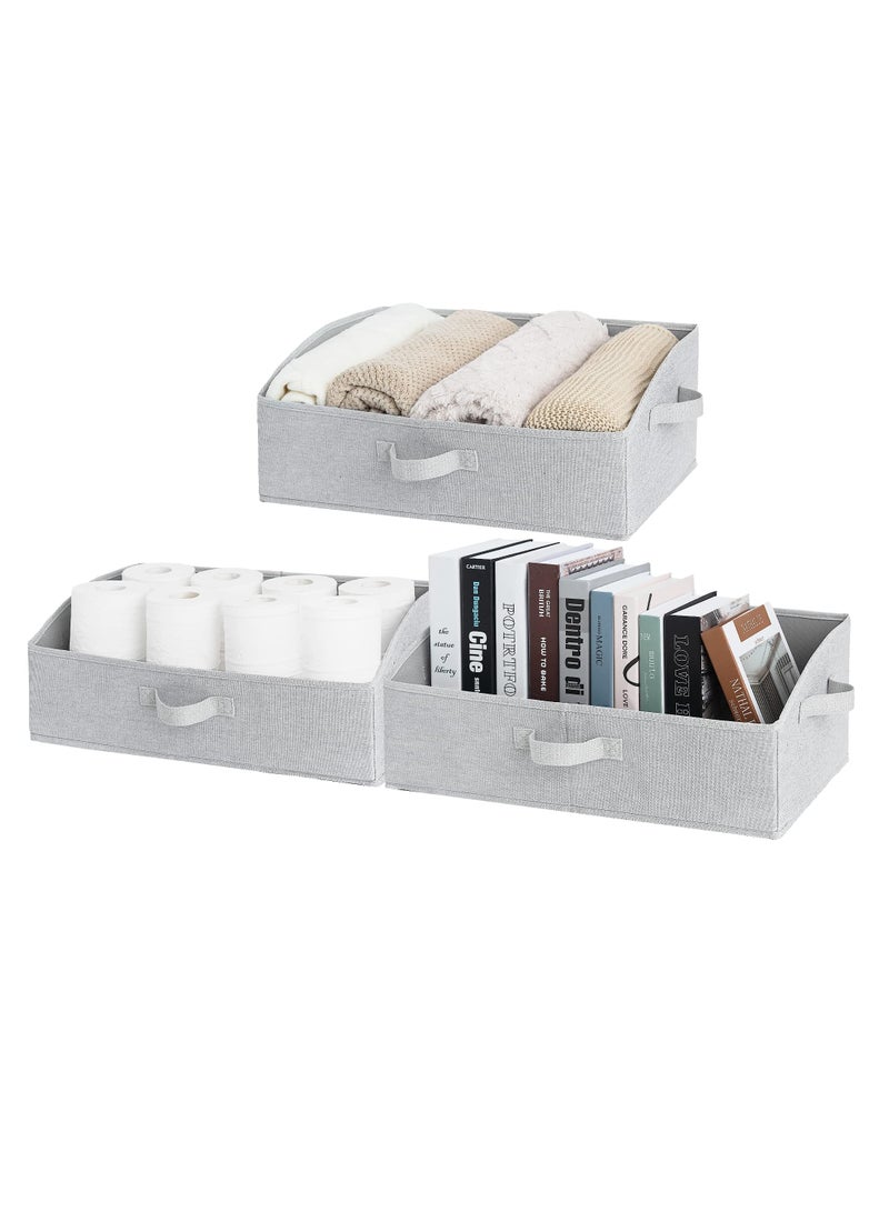 Closet Storage Bins, Trapezoid Storage Box with Handles, Foldable Organizer Bins and Baskets for Clothes, Polyester Canvas Bins, Jumbo (19.75