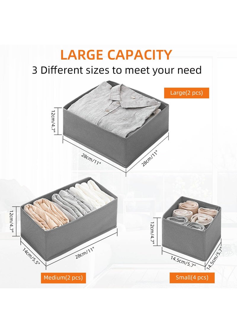 Clothes Drawer Organizer, Foldable Drawer Organizer for Clothing, Underwear Drawer Organizer, Closet Organizer and Storage Box for Clothes, Underwear, Bras, Ties, Socks (8 Pack)