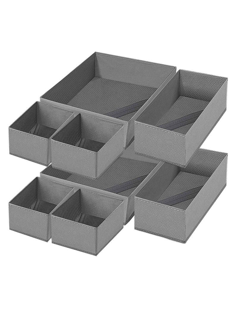 Clothes Drawer Organizer, Foldable Drawer Organizer for Clothing, Underwear Drawer Organizer, Closet Organizer and Storage Box for Clothes, Underwear, Bras, Ties, Socks (8 Pack)