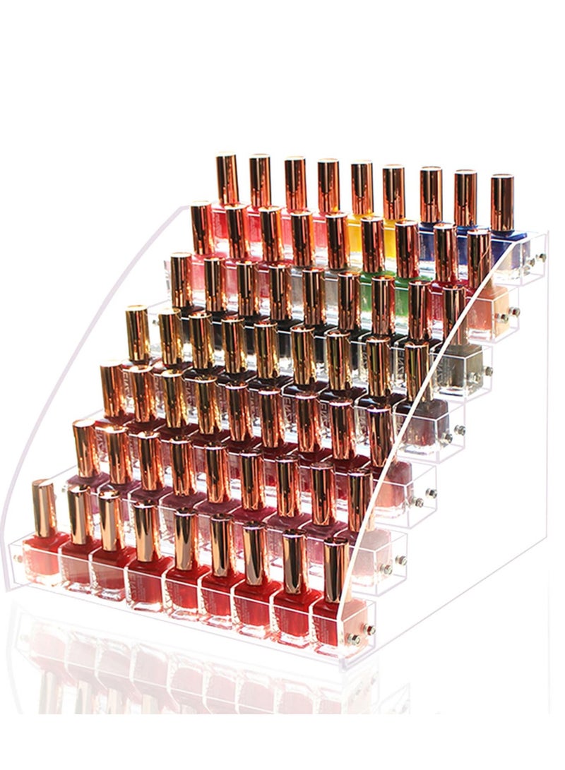 Nail Polish Organizer Bottle, 2Pcs Acrylic Nail Polish Makeup Holder Of 7 Layers, Clear Display Stand Rack For Storage Finger Nail Polish Gel Polish Eyeglasses Essential Oils