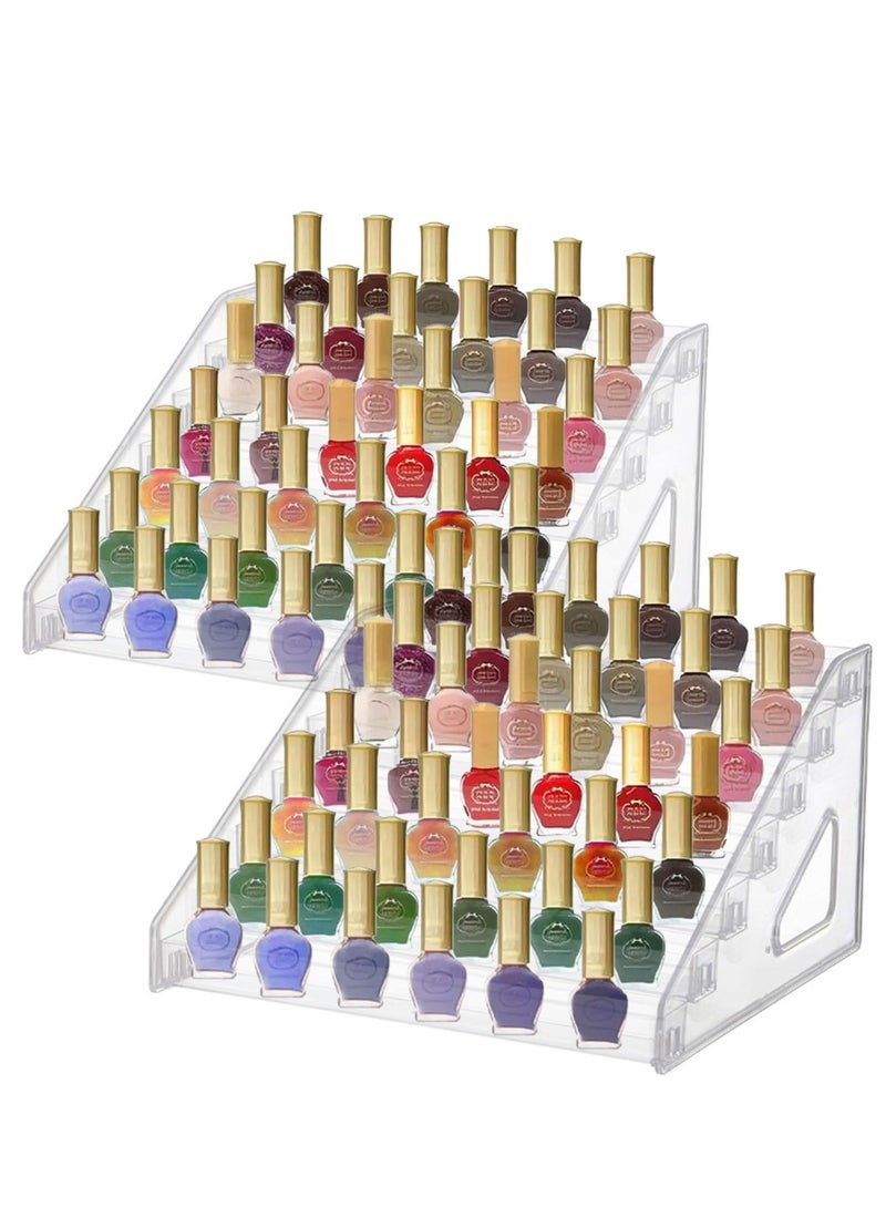 Nail Polish Organizer Bottle, 2Pcs Acrylic Nail Polish Makeup Holder Of 7 Layers, Clear Display Stand Rack For Storage Finger Nail Polish Gel Polish Eyeglasses Essential Oils