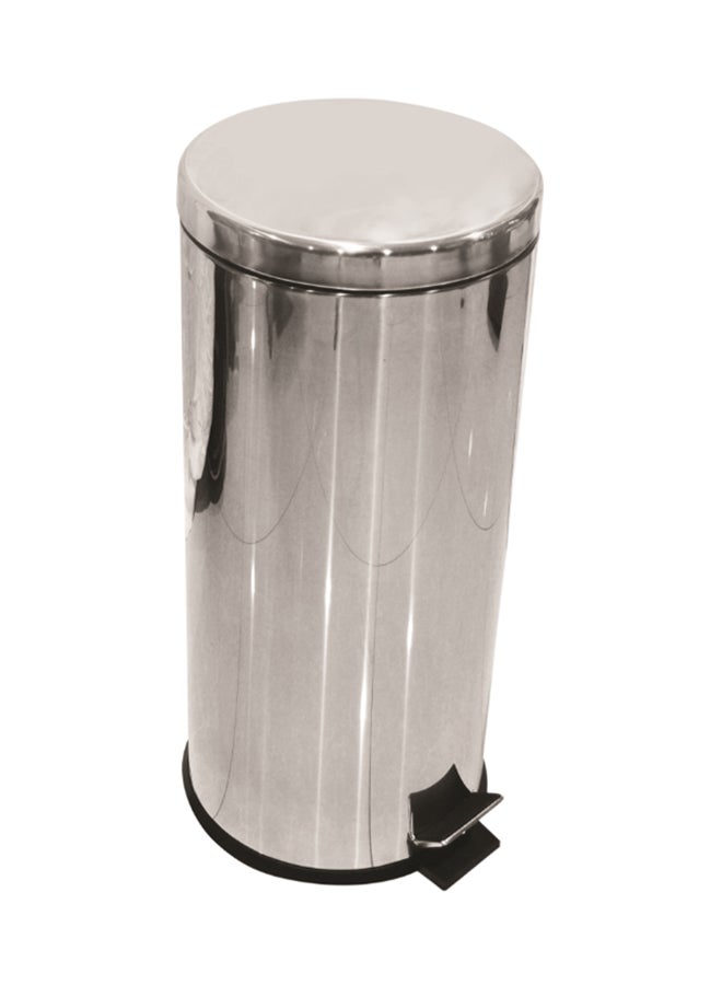 Stainless Steel Dust Bin Metallic Silver 30Liters