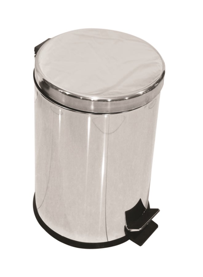 Stainless Steel Dust Bin Metallic Silver 12Liters