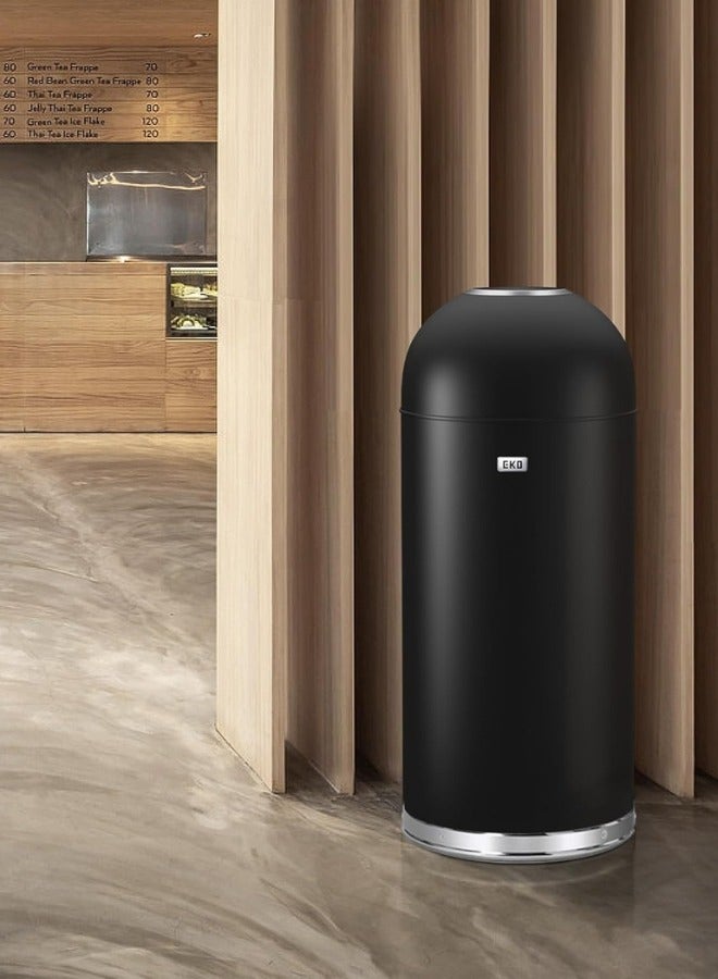 Eternal Round Open Top Waste Bin, Tall Commercial Trash Can for Indoor and Outdoor, Black Steel Heavy-Duty, Extra Large Metal Garbage Bin for Home, Office, Restaurant, Restroom, 52L